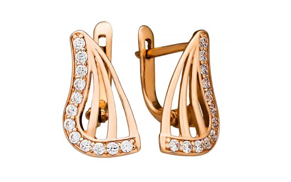 Золотые сережки с бриллиантами СД1334 фото Золотые сережки с бриллиантами СД1334 в виде крыльев бабочки