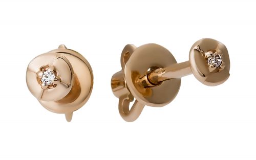 фото Золотые сережки с бриллиантами СД1742 гвоздики средний вес 0,66 грамма