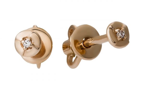 Золотые сережки с бриллиантами СД1742 фото Золотые сережки с бриллиантами СД1742 гвоздики средний вес 0,66 грамма