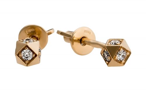 фото пусеты Золотые сережки с бриллиантами СД1804 средний вес 1.2 грамма