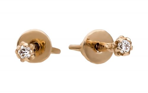 фото пусеты Золотые сережки с бриллиантами СД1849 средний вес 0.95 грамма