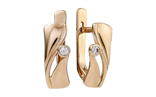 фото Золотые сережки с бриллиантами СД2105 средним весом 2.72 грамма