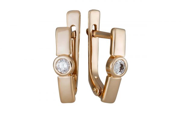 фото Золотые сережки с бриллиантами СД2131 средний вес 2.54 грамма