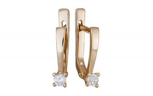 фото Золотые сережки с бриллиантами СД2133 средний вес 2.15 грамма