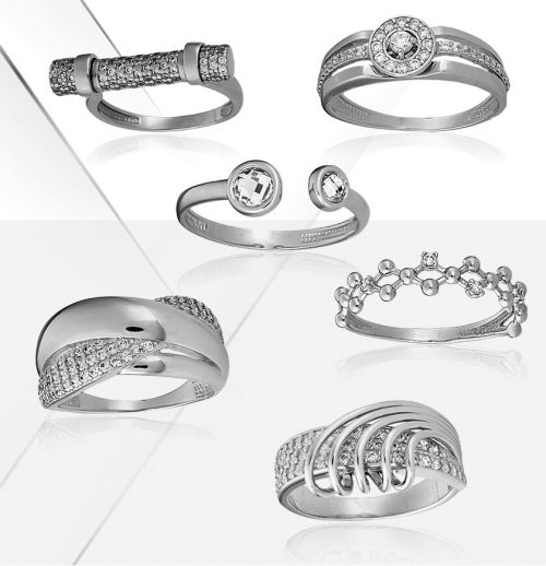 Каблучки срібні зі вставками