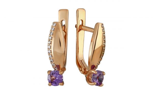 Золоті сережки з александритом і фіанітами СН1986.3 Золотые серьги СН1986.3