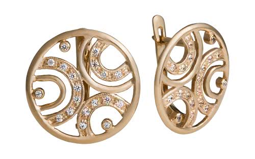 Серьги золотые с фианитами СВ1036 Золотые серьги СВ1036