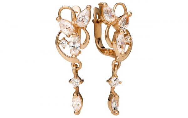 Сережки золоті з фіанітами СВ1406 Золотые серьги СВ1406