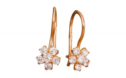 Золотые сережки с фианитами СВ1440 Золотые серьги СВ1440