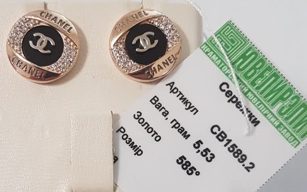 Золотые серьги СВ1589.2 ювелирный завод ЮвелирЭлит