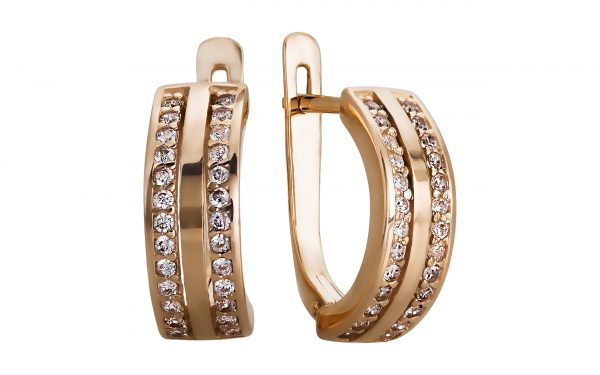 Золотые серьги с фианитами СВ1709 Золотые серьги СВ1709