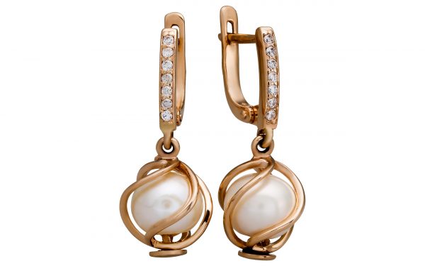 Золотые серьги с жемчугом СВ1719.1 Золотые серьги СВ1719.1