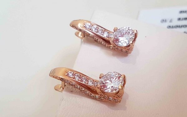 Сережки золотые СВ1745 фото Сережки золотые СВ1745 общий вид сбоку