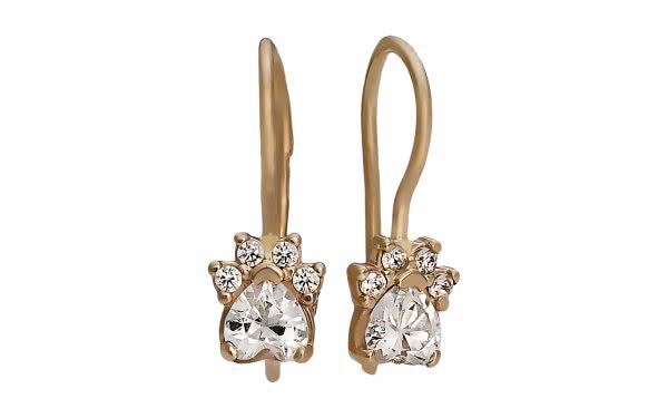 Золотые сережки с фианитами СВ1779 Золотые серьги СВ1779