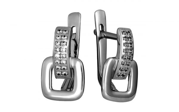 Серебряные серьги с фианитом СВ2135-С Серебряные серьги с фианитами СВ2135