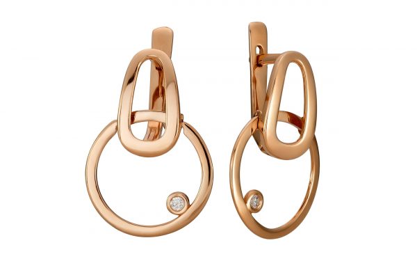 Золотые серьги с фианитами СВ2138 средний вес 3,33 г