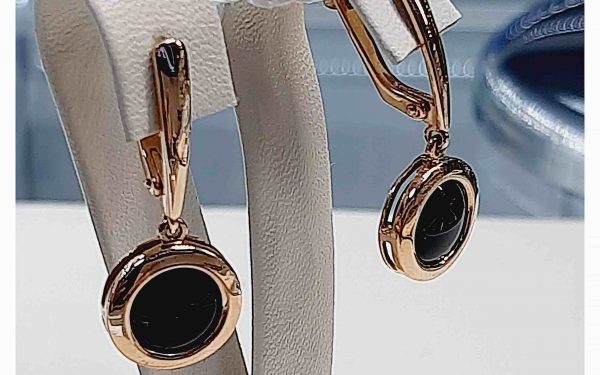Фото Золотые сережки с черной эмалью СВ2158