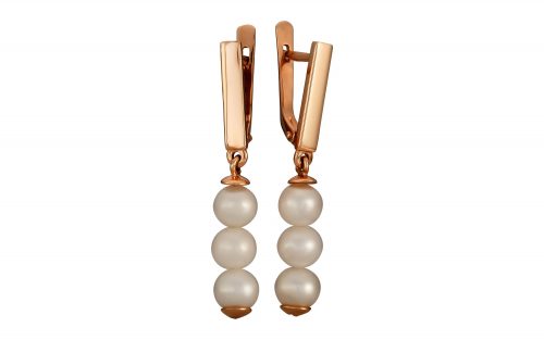 Золотые серьги с жемчугом СВ2161 средний вес 4,98 г
