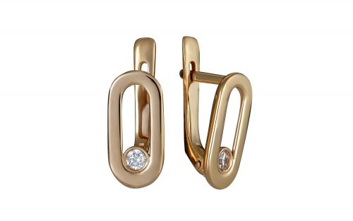 Фото золотые сережки СВ2165 овальные средний вес 2.51 грамма