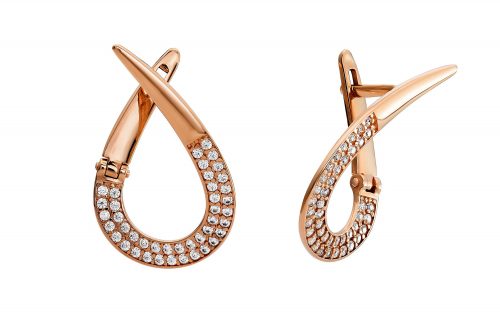 Золотые сережки с фианитами СВ2170 средний вес 2,67 г