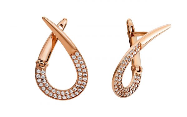 Золотые сережки с фианитами СВ2170 средний вес 2,67 г