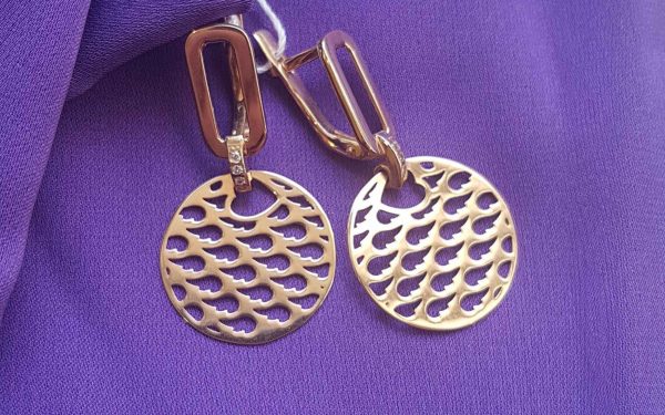 Серьги золотые с фианитом СВ2171 Фото золотые серьги СВ2171 средний вес 3.89 грамма