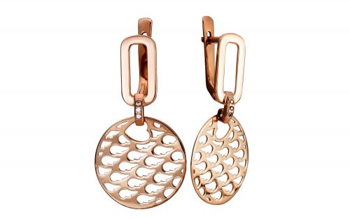 Золотые сережки с фианитами СВ2171 средний вес 3,89 г