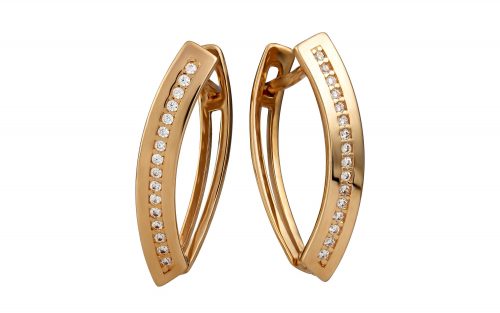 Фото Золотые серьги с фианитом СВ2176, средний вес 2.57 грамма