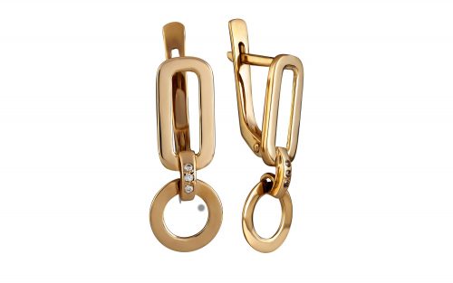 Фото Золотые серьги с фианитом СВ2179, средний вес 3.04 грамма