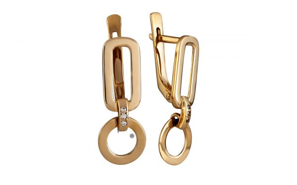 Фото Золотые серьги с фианитом СВ2179, средний вес 3.04 грамма