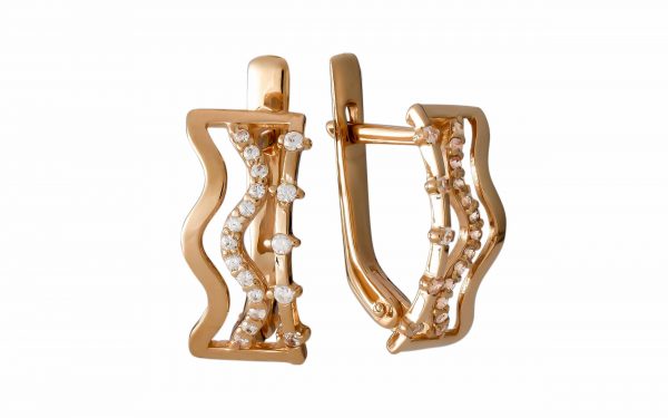 Золотые сережки с фианитом СВ2181