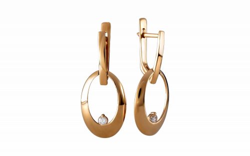 Фото Золотые серьги с фианитом СВ2183 средний вес 3.67 грамма