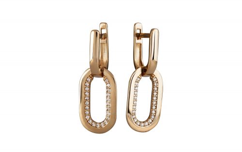 Фото золотые сережки с фианитом СВ2190 средний вес 3.69 грамма