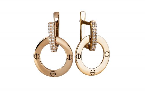 Фото золотые серьги с фианитом СВ2192 средний вес 4.00 грамма