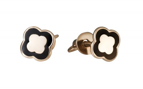 Фото золотые серьги пусеты СВ2199 листки клевера средний вес 1.24 грамма