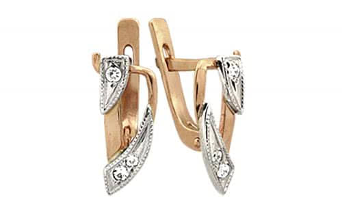 Золотые серьги с фианитами СВ729 Золотые серьги СВ729