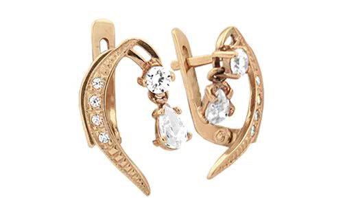 Серьги золотые с фианитами СВ771 Золотые серьги СВ771