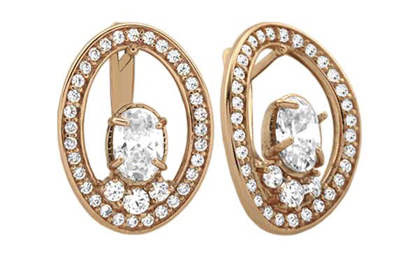 Золотые серьги с кубическим цирконием СВ805 Золотые серьги СВ805