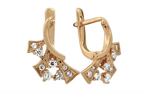 Золотые серьги с кубическим цирконием СВ833 Золотые серьги СВ833
