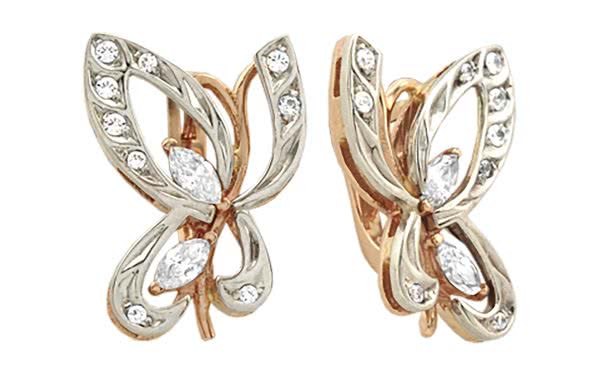 Серьги золотые с фианитами СВ904 Золотые серьги СВ904