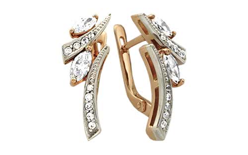 Золотые сережки с фианитами СВ906 Золотые серьги СВ906