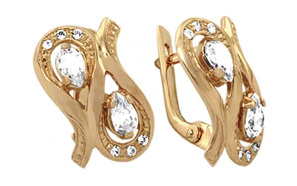 Золотые серьги с фианитами СВ932 Золотые серьги СВ932