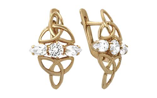 Золотые серьги с кубическим цирконием СВ936 Золотые серьги СВ936