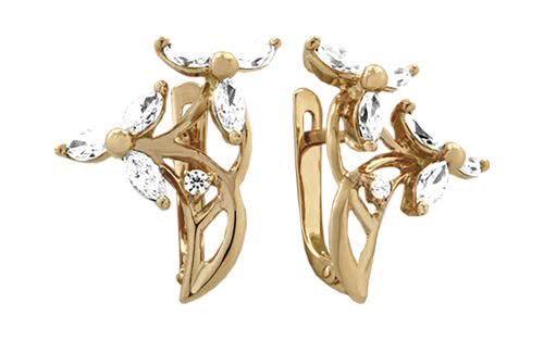 Золотые серьги с кубическим цирконием СВ986 Золотые серьги СВ986